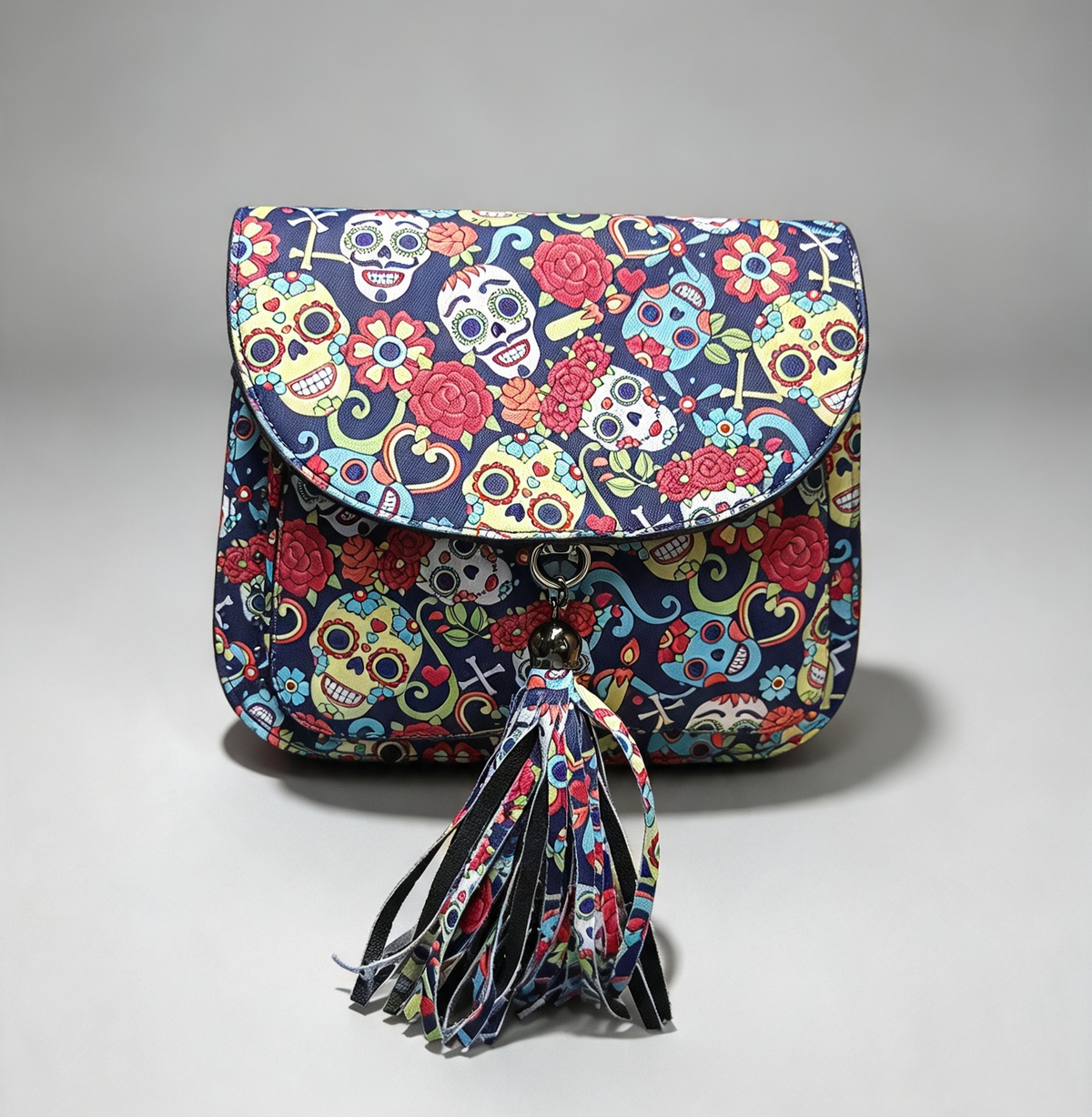 The day of the dead bag comes with a long adjustable strap
