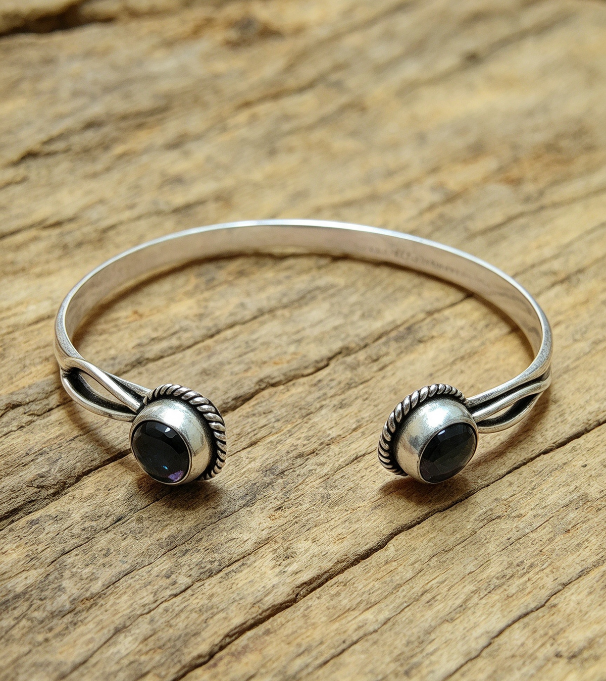 OBSIDIAN bracelet silver plated