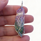 RAINBOW QUARTZ Wire wrapped Pendant free stainless steel chain.