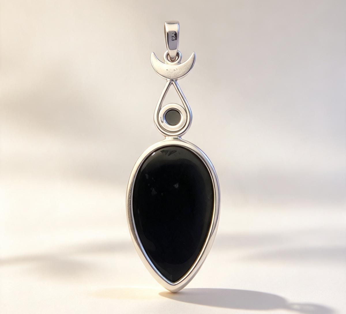 925 Sterling Silver Goddess Pendant  .. Onyx Set In 925 Sterling Silver..Large 5.5cm by 1.8cm