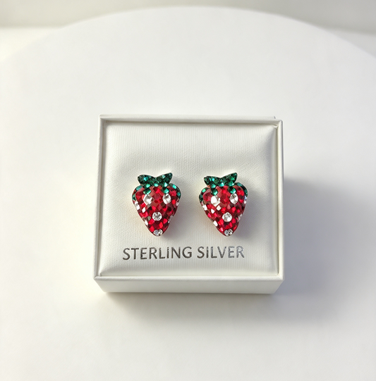 925 sterling Silver strawberry earrings