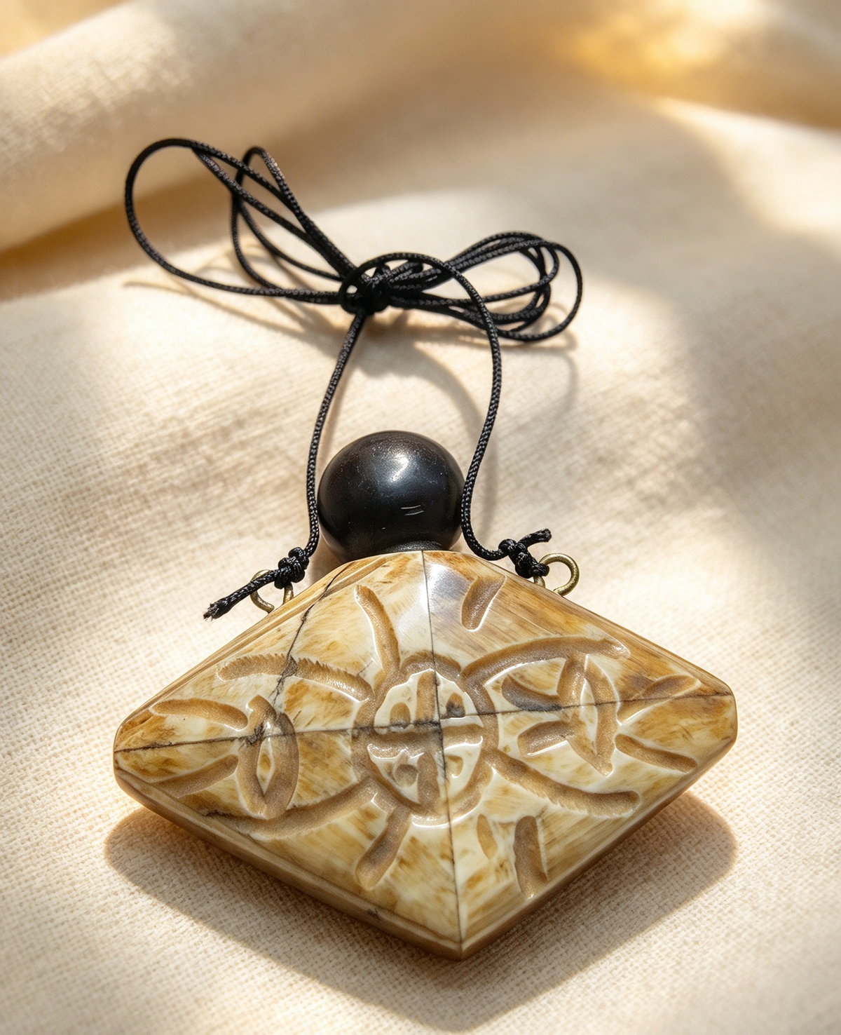 Medieval bone poison bottle necklace