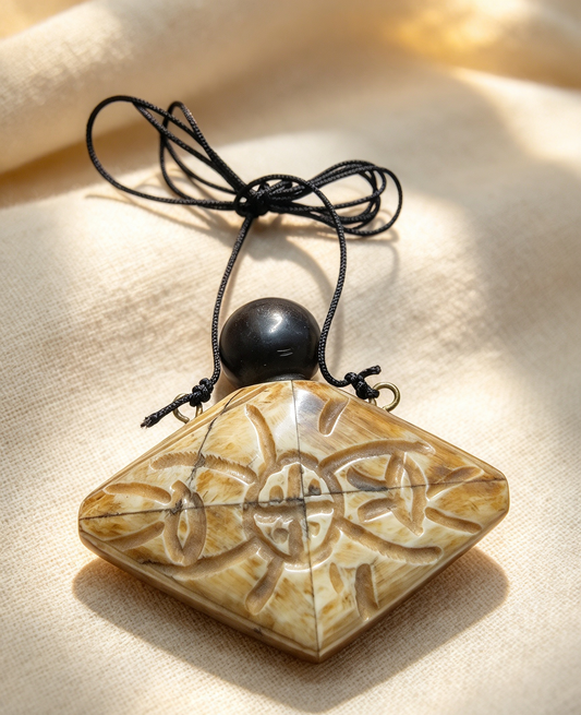 Medieval bone poison bottle necklace