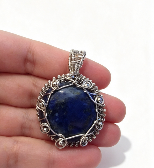 LAPIS Silver plated Pendant free stainless steel chain