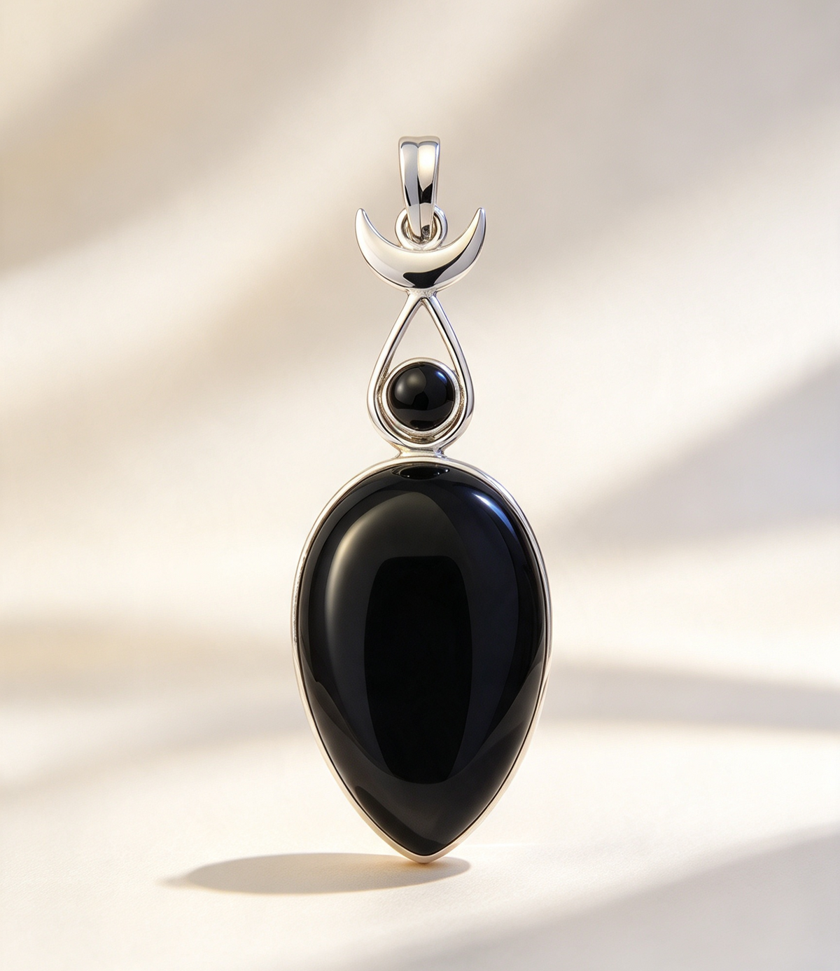 925 Sterling Silver Goddess Pendant  .. Onyx Set In 925 Sterling Silver..Large 5.5cm by 1.8cm