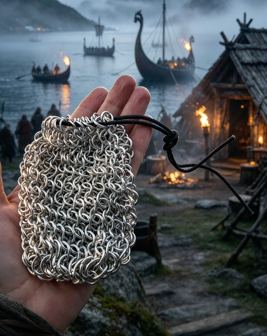 HANDMADE 🖤 CHAIN MAIL DICE, COIN, BELT BAG, .. MEDIEVAL VIKING POUCH.