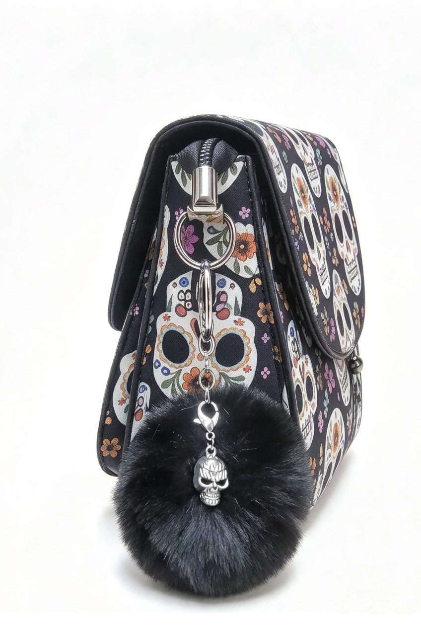 Day of the dead bag comes with a long adjustable strap.