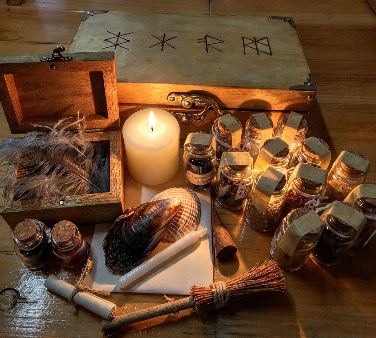 Wooden chest full of ritual treats ..Hand made 🖤