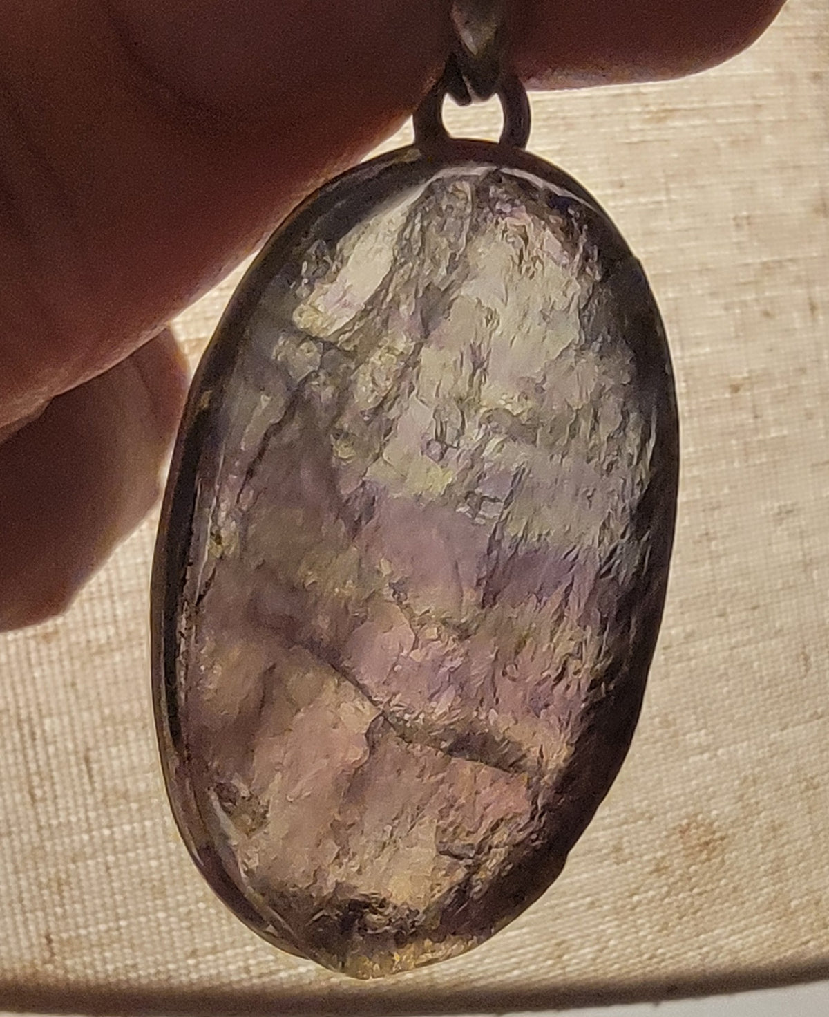 925 Sterling Silver Pendant... Natural Rough Fluorite 5.1cm by 2.6cm