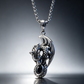 STAINLESS STEEL DRAGON PENDANT WITH OBSIDIAN FREE STAINLESS STEEL CHAIN.