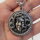 STAINLESS STEEL MEDUSA PENDANT FREE STAINLESS STEEL CHAIN.