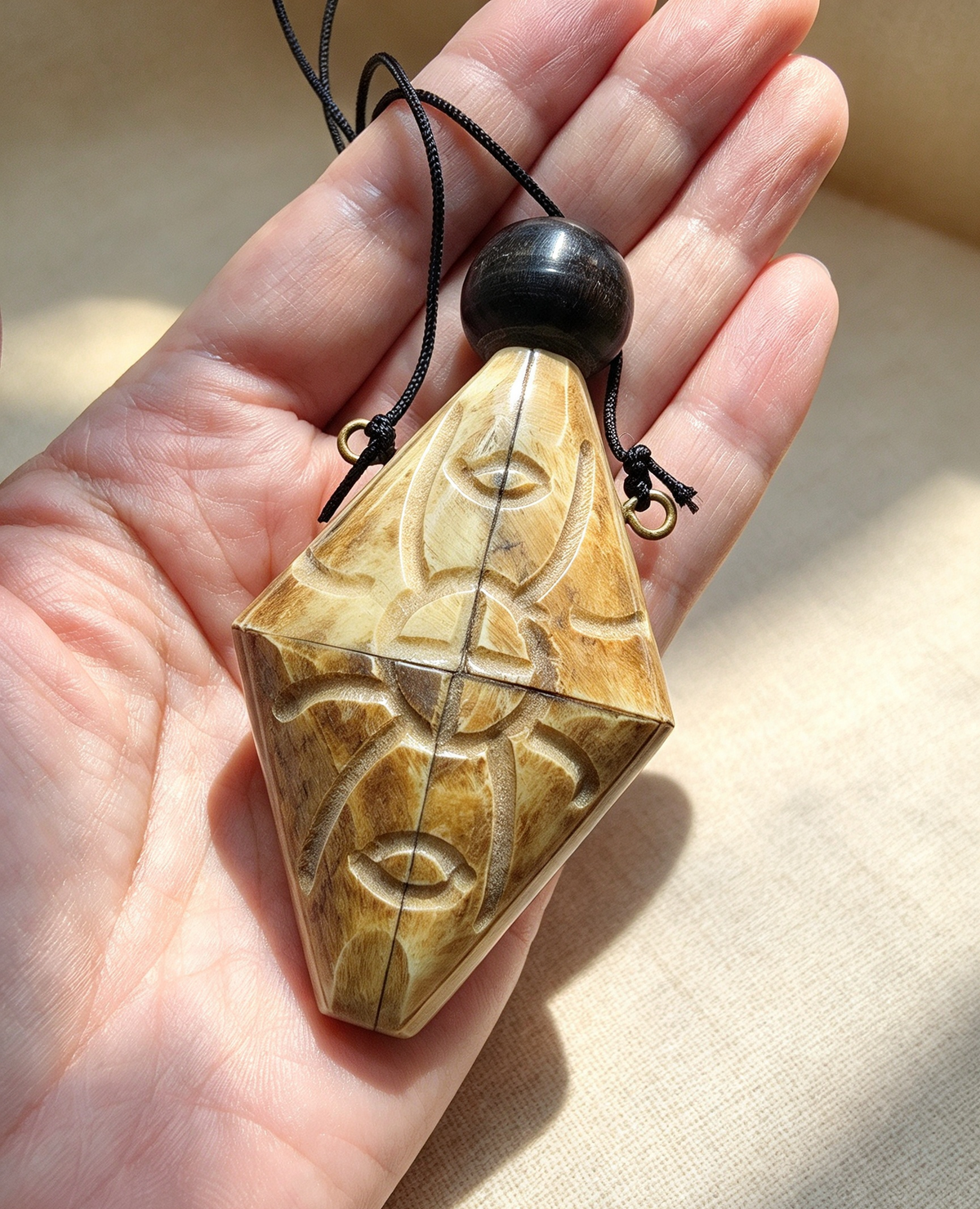 Medieval bone poison bottle necklace