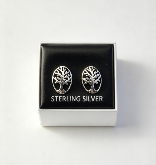 925 sterling Silver tree of life stud earrings
