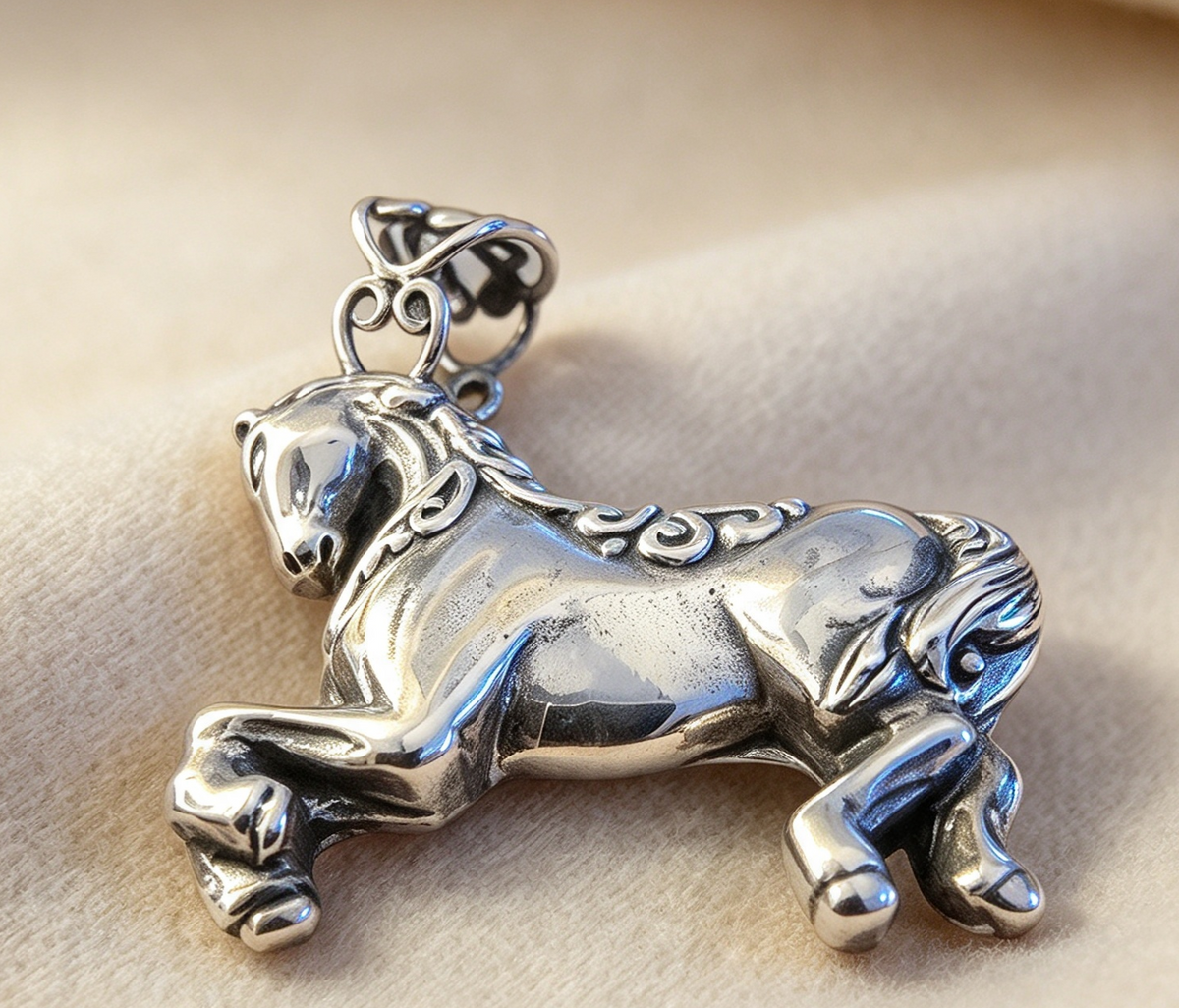 925 Sterling Silver Pendant.. Heavy Celtic Horse 4cm by 3.3cm