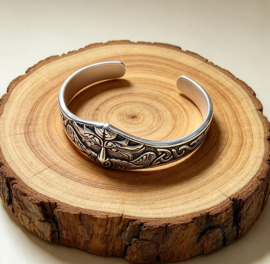 STAINLESS STEEL GREEN MAN CUFF BRACELET