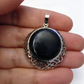 OBSIDIAN Silver plated Pendant free stainless steel chain.
