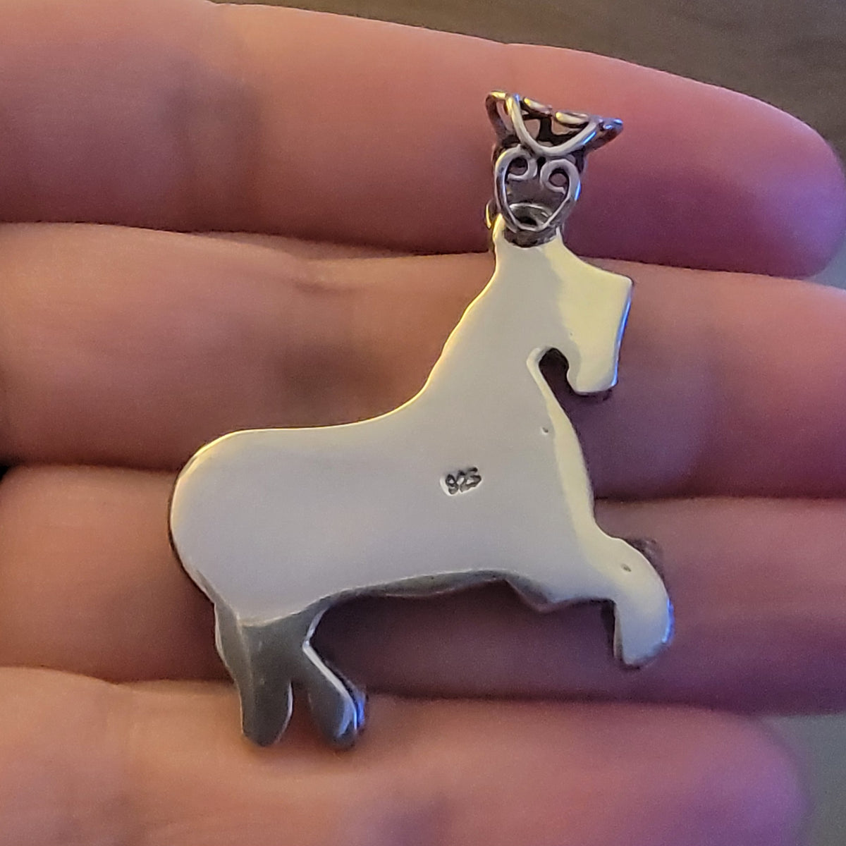925 Sterling Silver Pendant.. Heavy Celtic Horse 4cm by 3.3cm