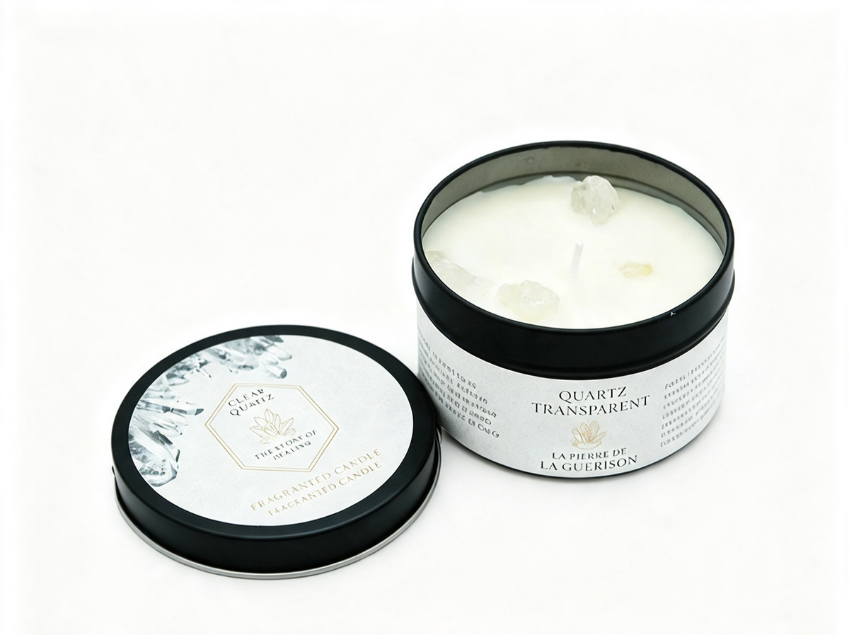 CLEAR QUARTZ CANDLE. These products have been on display and had price stickers on Was £7.99 Now £3.50