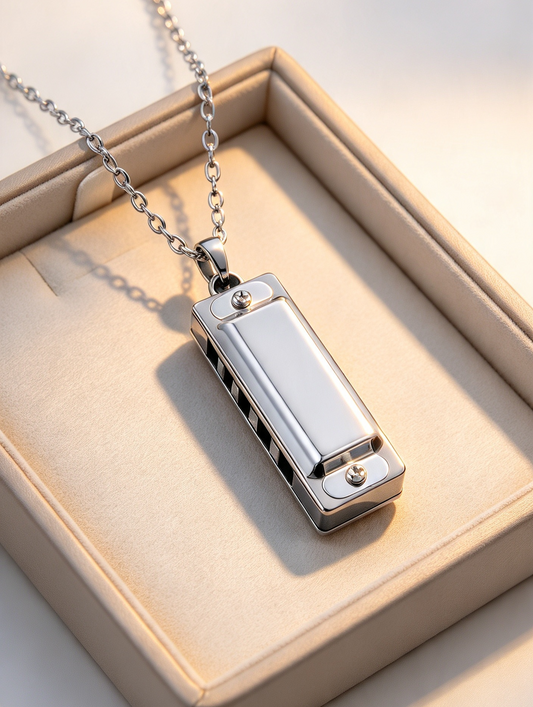 TINY WORKING HARMONICA NECKLACE