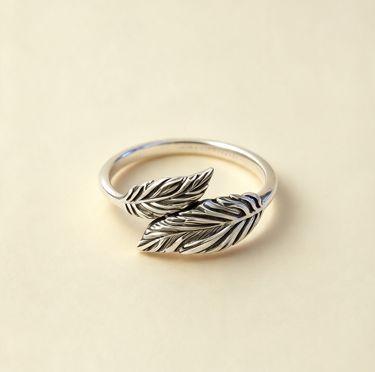 DOUBLE LEAF RING 925 STERLING SILVER size T