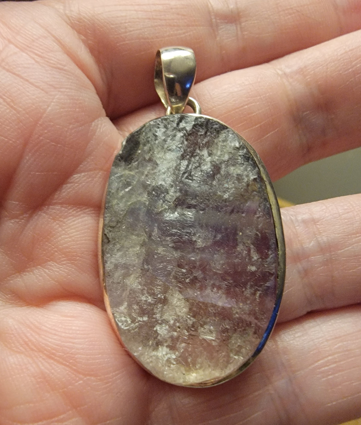 925 Sterling Silver Pendant... Natural Rough Fluorite 5.1cm by 2.6cm