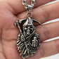 STAINLESS STEEL GRIM REAPER PENDANT FREE STAINLESS STEEL CHAIN.