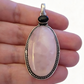 ROSE QUARTZ & ONYX Silver plated Pendant large ..free stainless steel chain.
