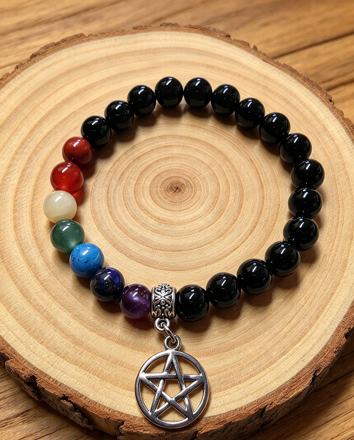 CHAKRA BRACELET WITH A PROTECTIVE PENTAGRAM