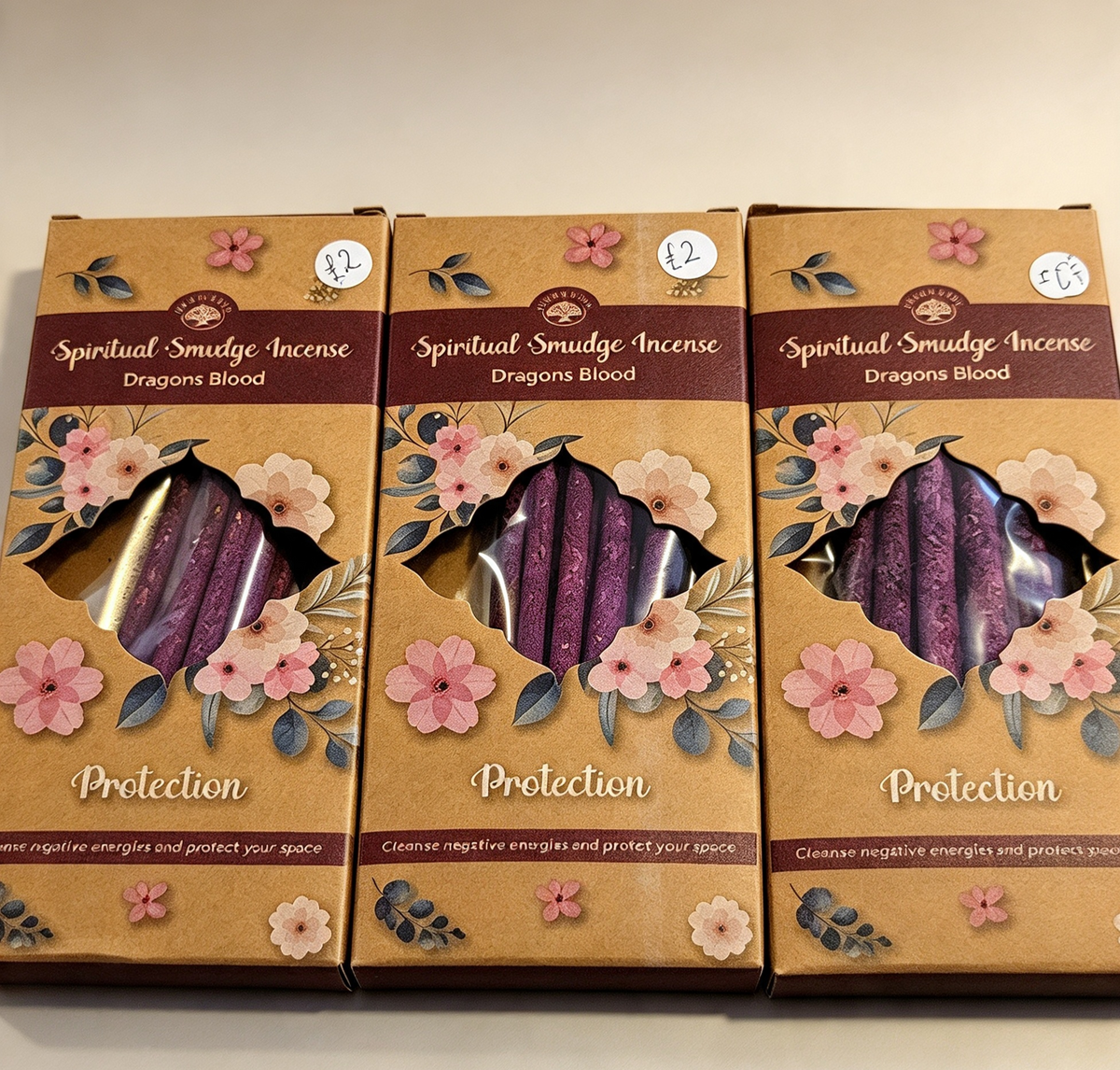 3 small boxes of protection incense display items