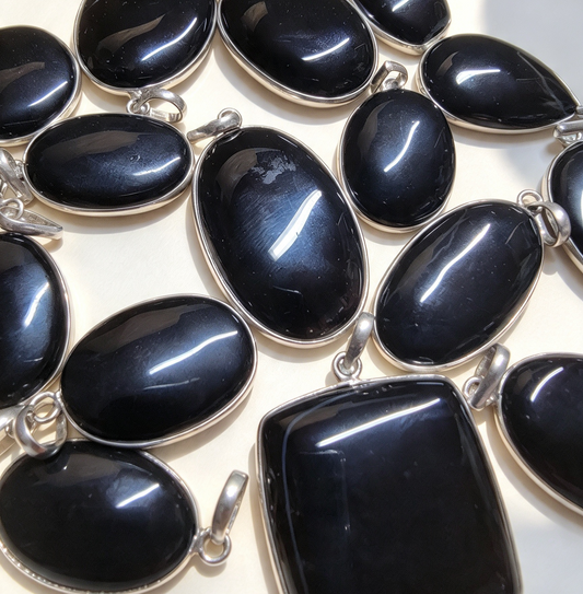 NATURAL ONYX PENDANT Silver plated. Free stainless steel chain. Random Pendant sent.