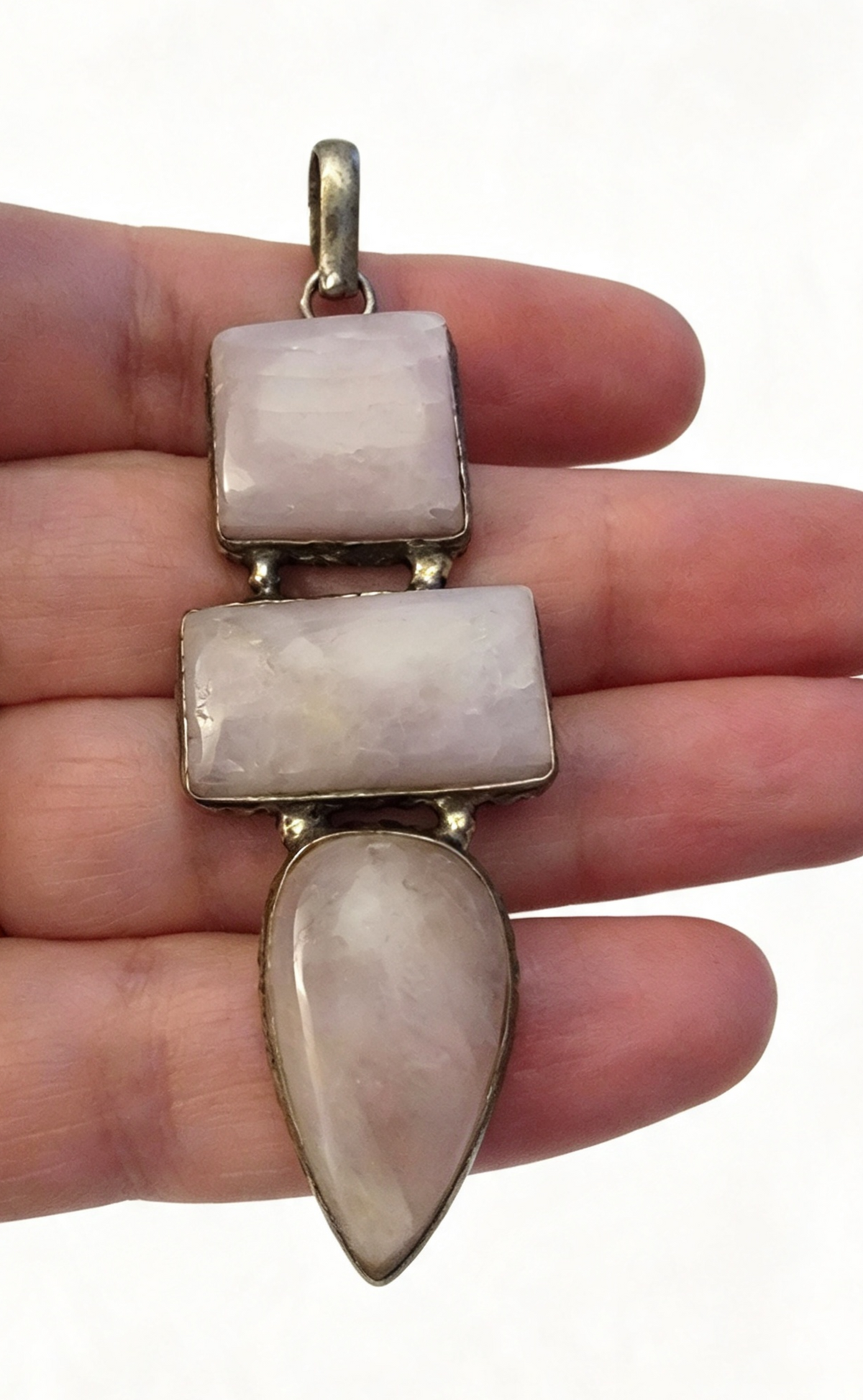 ROSE QUARTZ Silver plated Pendant Was £18.99 Now £8