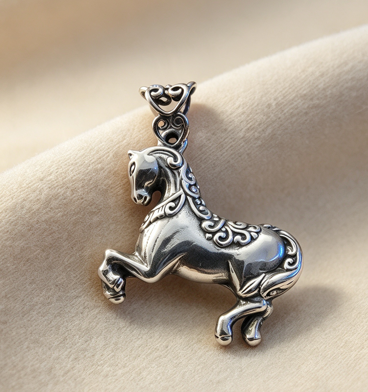 925 Sterling Silver Pendant.. Heavy Celtic Horse 4cm by 3.3cm
