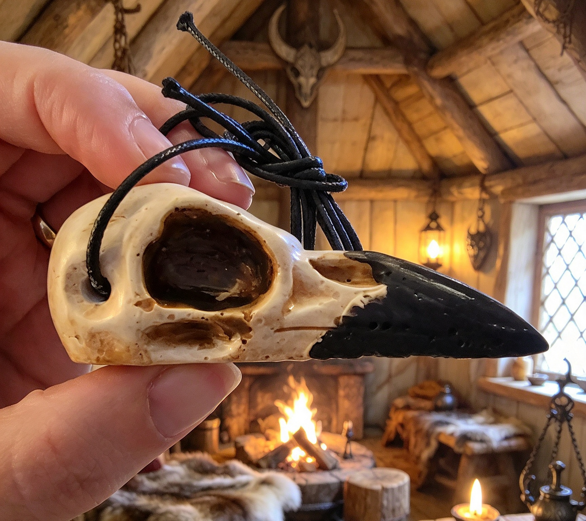 HANDMADE 🖤 RAVEN SKULL NECKLACE..Each pendant is unique as handmade .