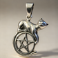 925 Sterling Silver Pendant...Cat & Pentagram 3.1cm by 1.8cm.