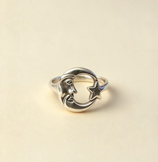 MOON STAR RING 925 STERLING SILVER size p