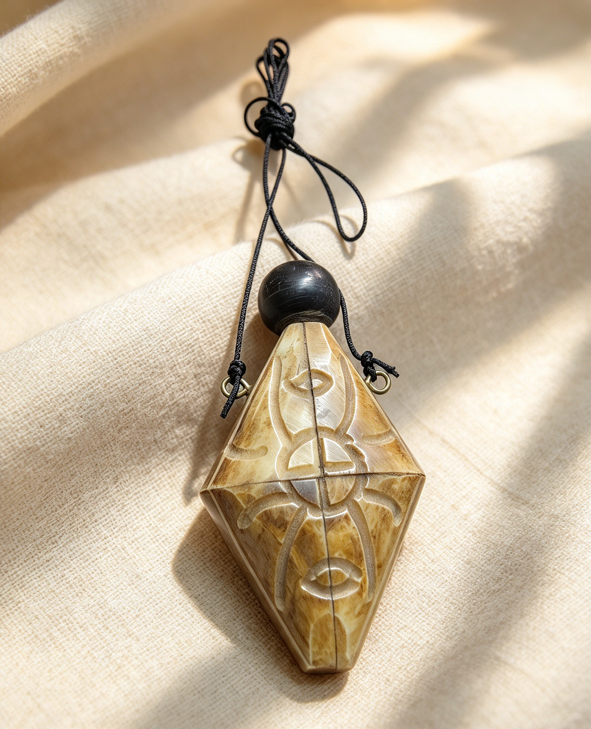 Medieval bone poison bottle necklace
