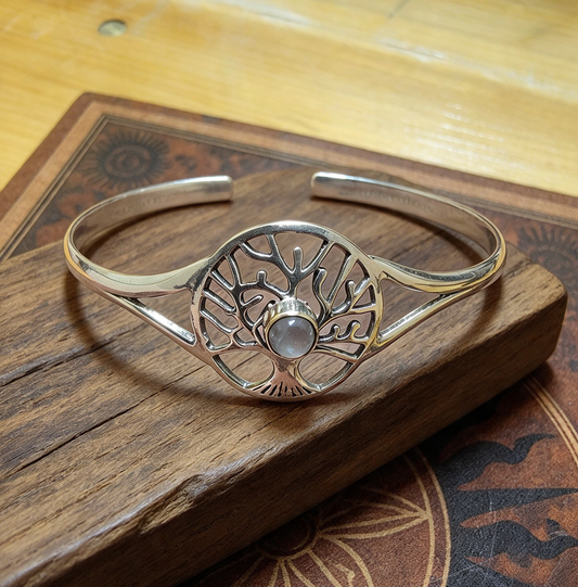 Tree of life bracelet. moonstone . Silver plated