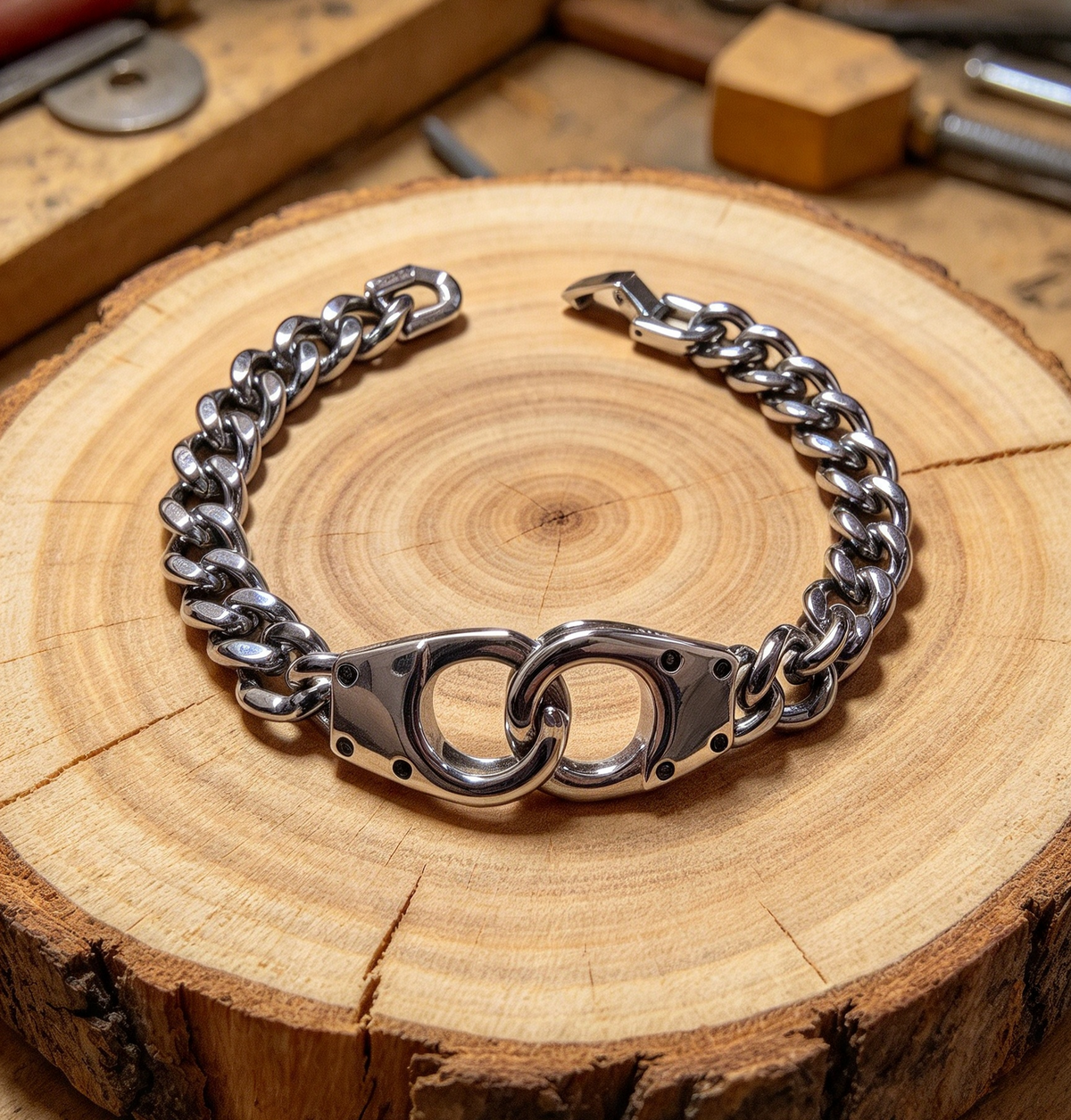 STAINLESS STEEL HANDCUFFS BRACELET