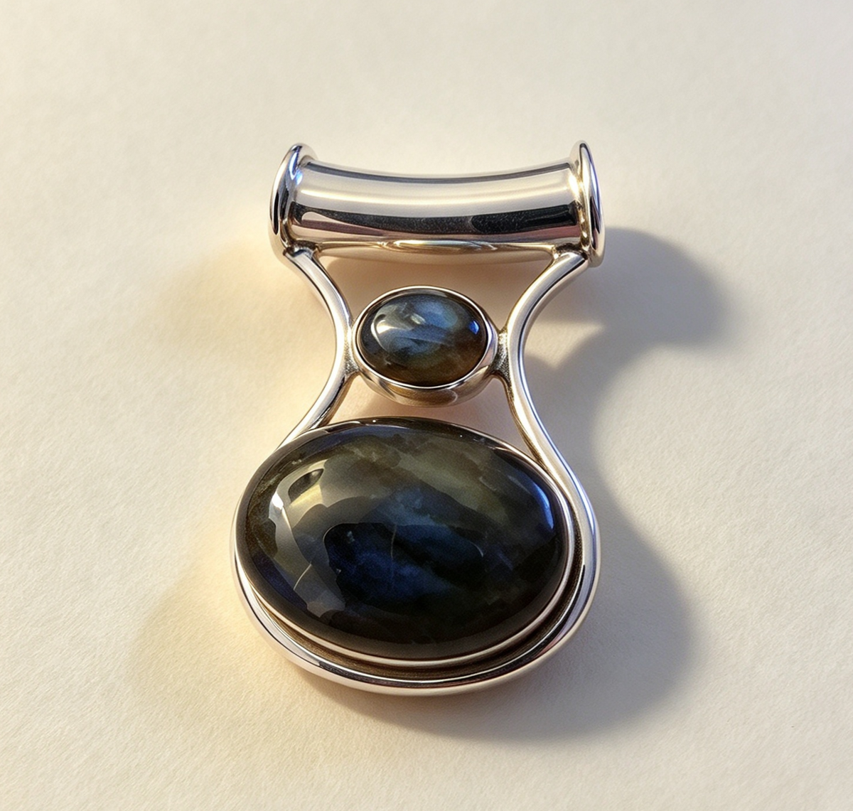 925 Sterling Silver Pendant  .. Labradorite Set In Sterling Silver 3.2cm by 2cm.