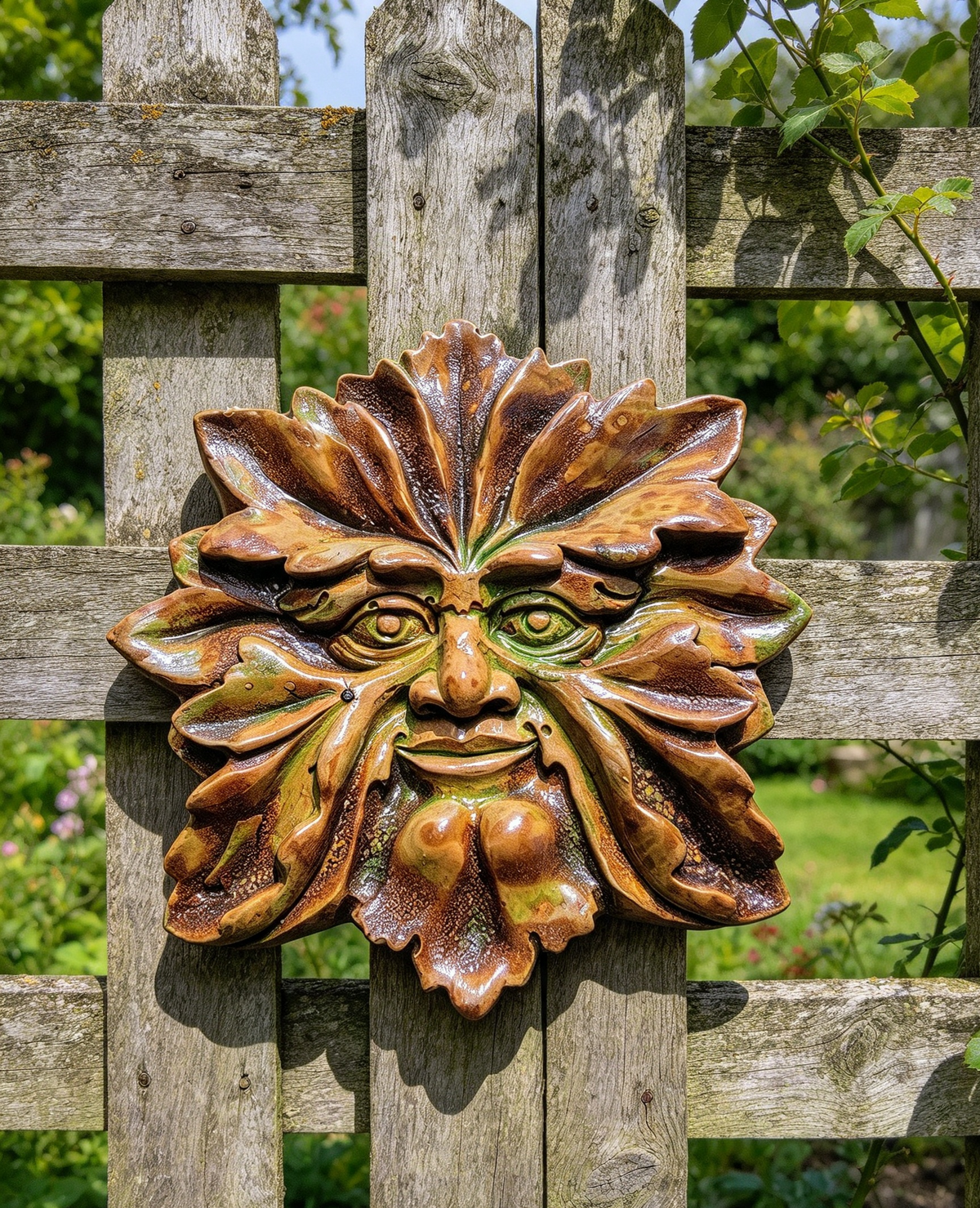 HANDMADE 🖤 GREEN MAN WALL PLAQUE