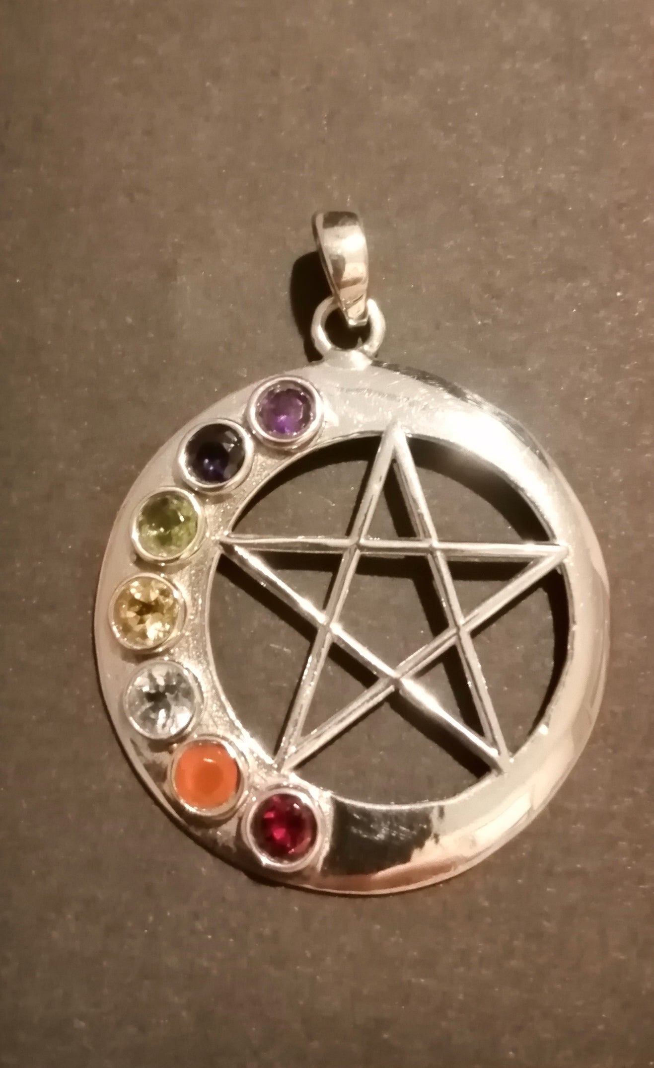 Pentagram with Crystal Chakras Pendant