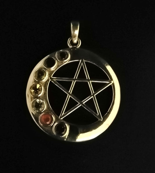 Pentagram with Crystal Chakras Pendant