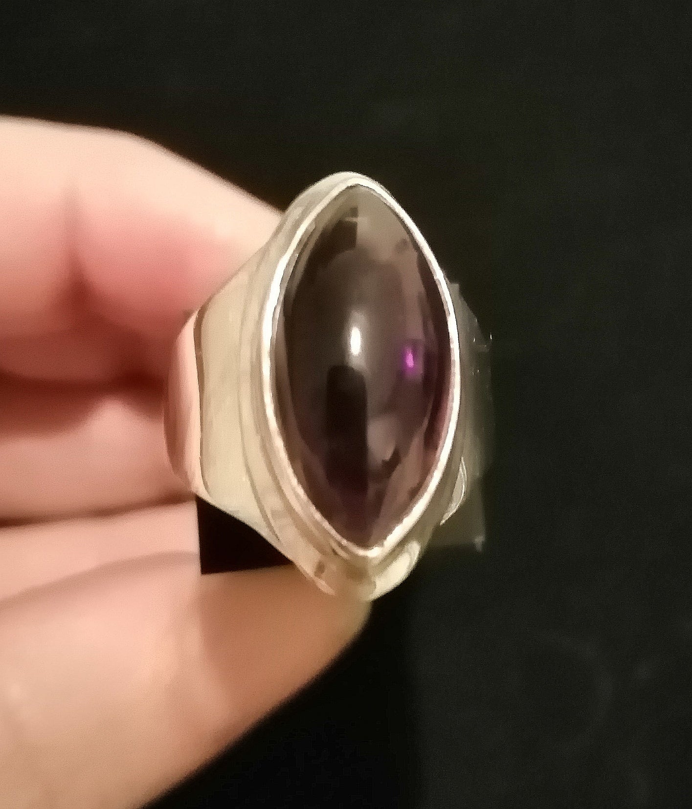BIG AMETHYST RING SIZE S In 925 sterling silver