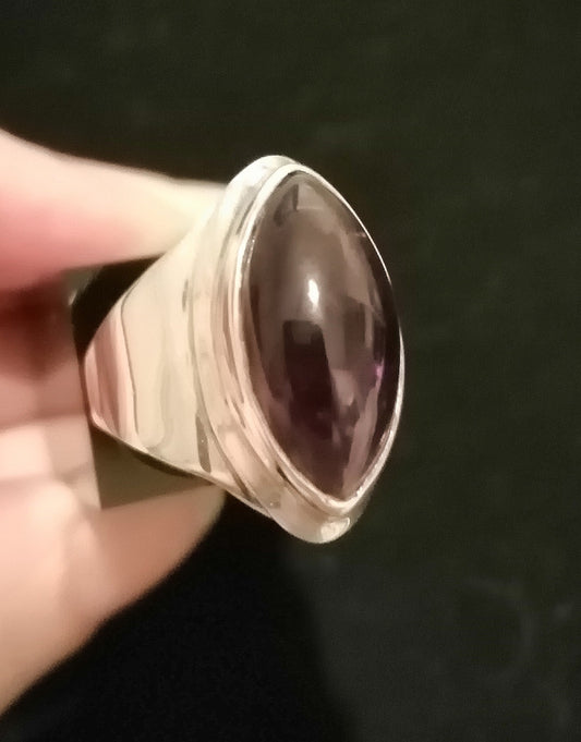 BIG AMETHYST RING SIZE S In 925 sterling silver