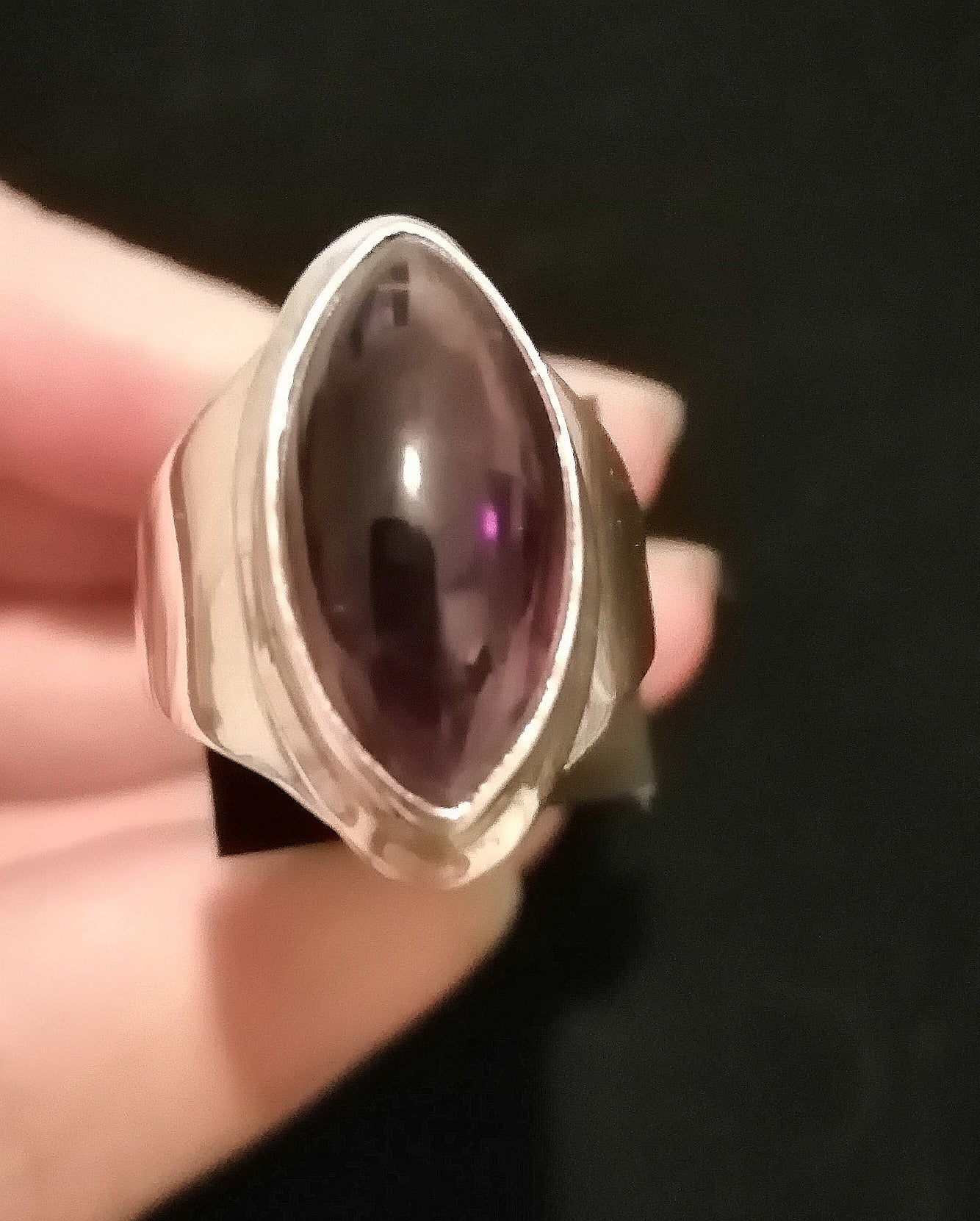 BIG AMETHYST RING SIZE S In 925 sterling silver