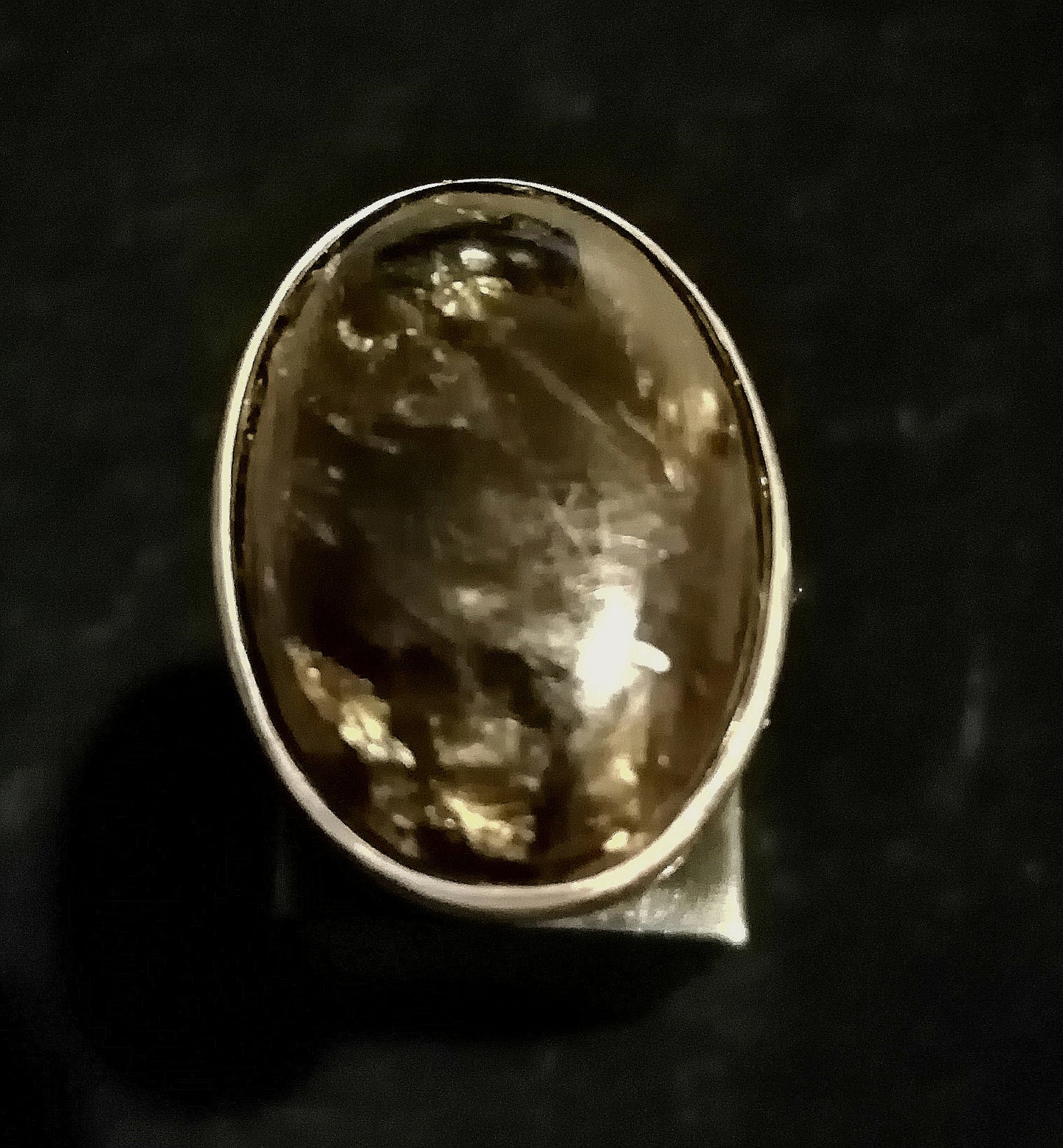 BLACK TIGERS EYE RING SIZE R1/2 In 925 sterling silver