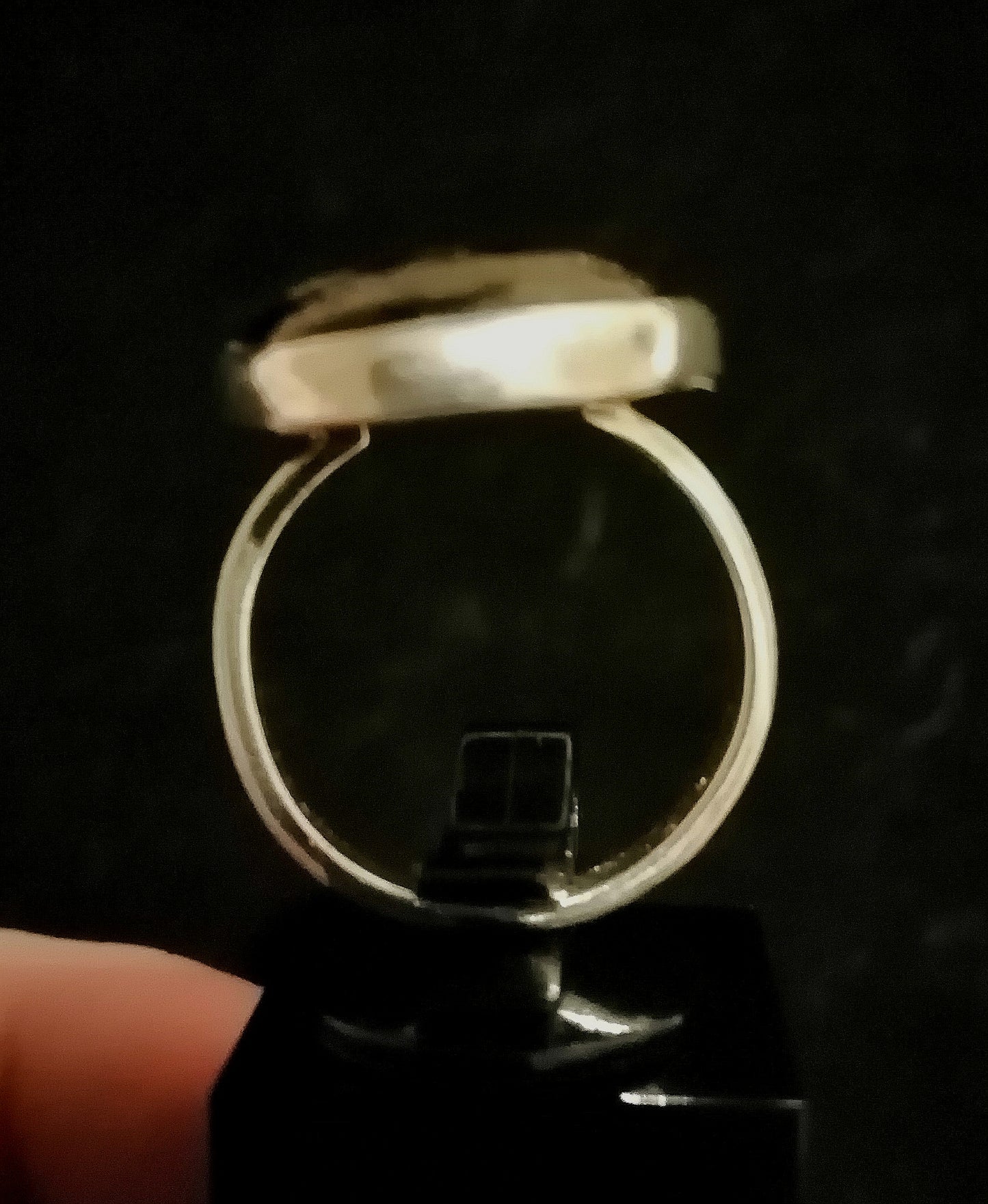 BLACK TIGERS EYE RING SIZE R1/2 In 925 sterling silver