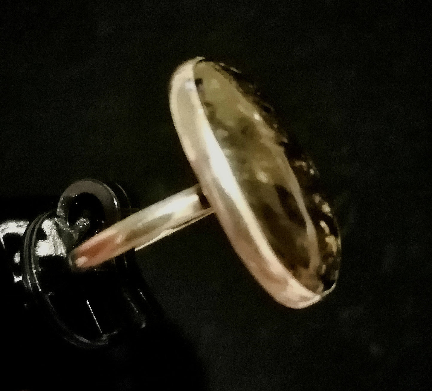 BLACK TIGERS EYE RING SIZE R1/2 In 925 sterling silver