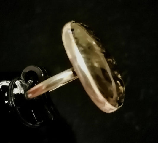 BLACK TIGERS EYE RING SIZE R1/2 In 925 sterling silver