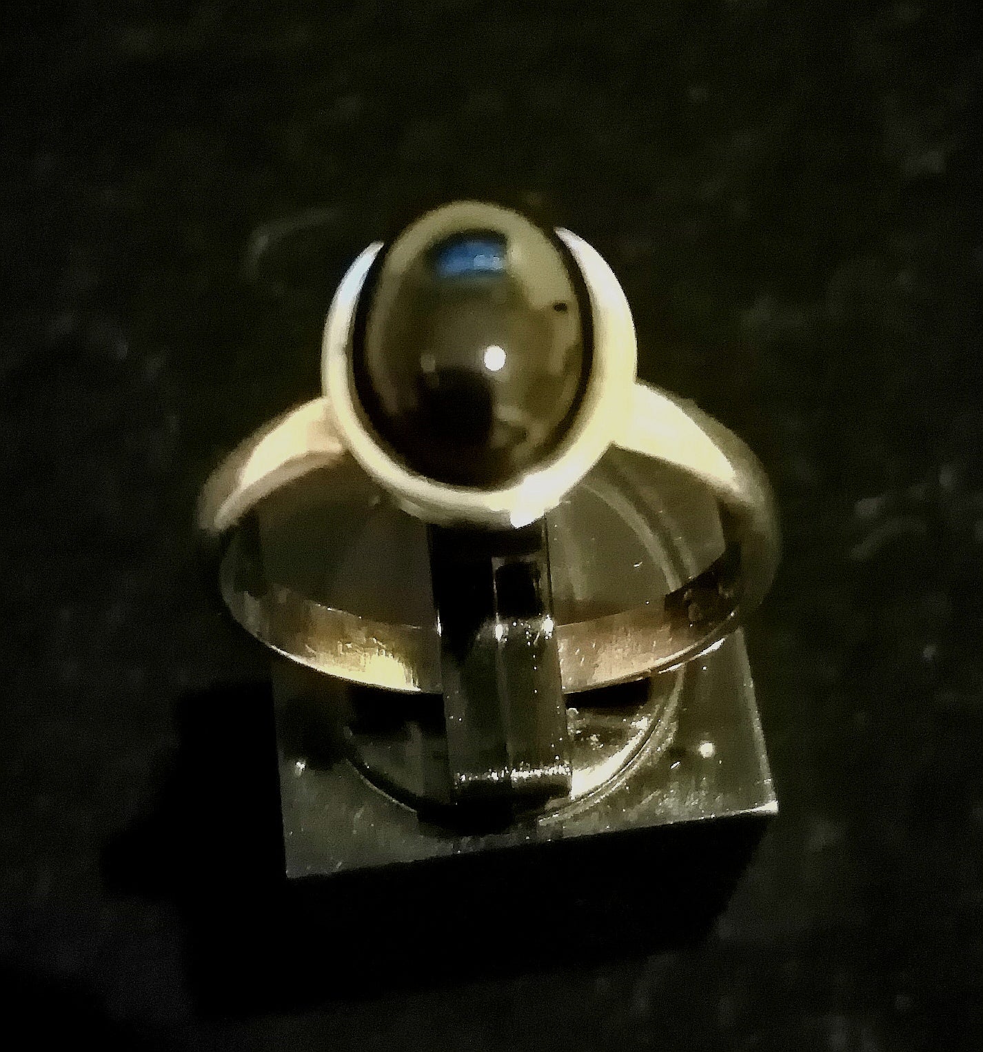BLACK ONYX RING SIZE R1/2 In 925 sterling silver